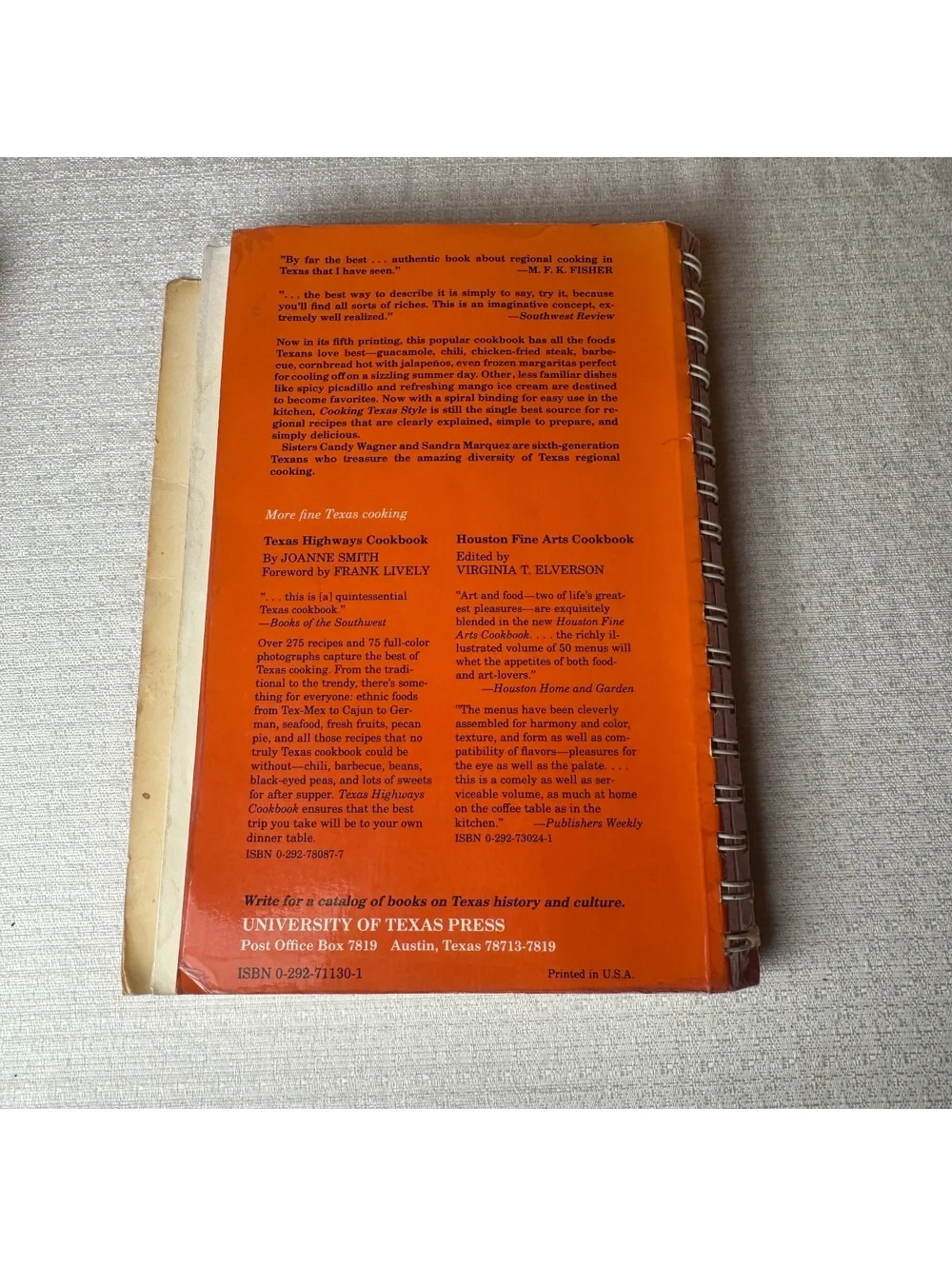 Cooking Texas Style Heritage of Traditional Recipes Spiral Cookbook 1989